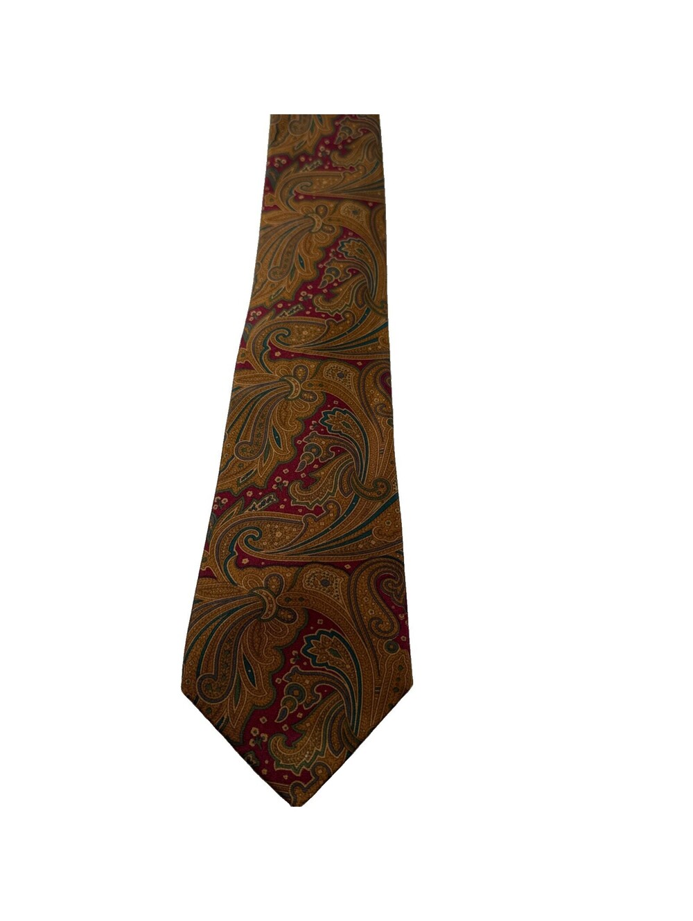 Burberry Men’s Silk Tie British Burberry Old Money Tie Burgundy/Gold Pre Owned